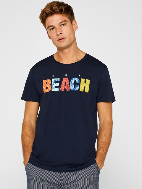 

ESPRIT Men Navy Blue Printed Round Neck T-shirt