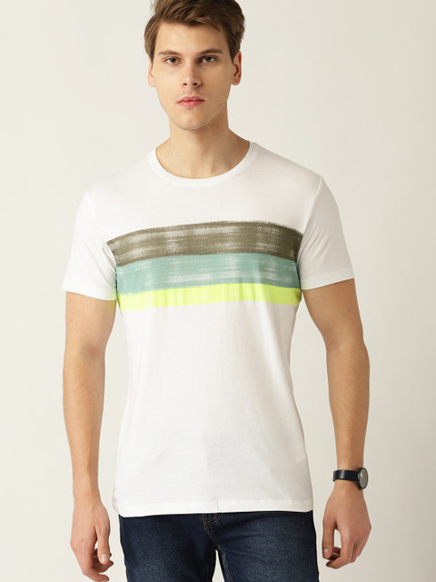 

ESPRIT Men White Striped Round Neck T-shirt