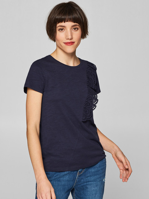 

ESPRIT Women Navy Blue Solid Top