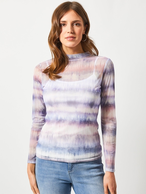 

DOROTHY PERKINS Women Lavender Dyed Semi Sheer Top