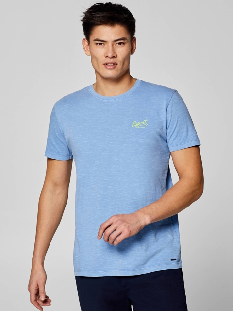 

ESPRIT Men Blue Solid Round Neck T-shirt