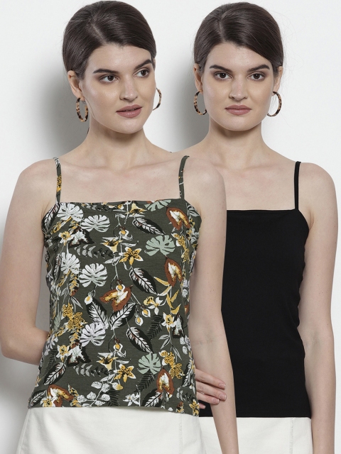 

DOROTHY PERKINS Women Petite Pack Of 2 Tops, Green