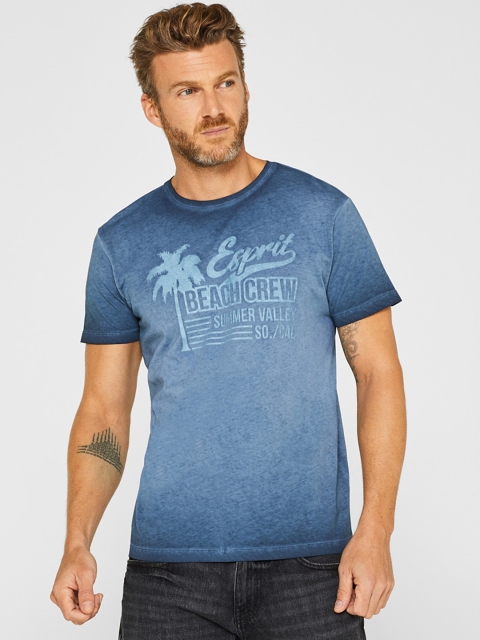 

ESPRIT Men Blue Printed Round Neck T-shirt