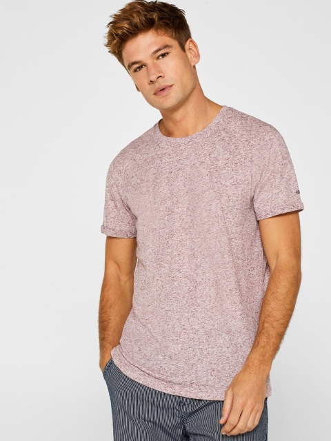 

ESPRIT Men Mauve Self Design Round Neck T-shirt