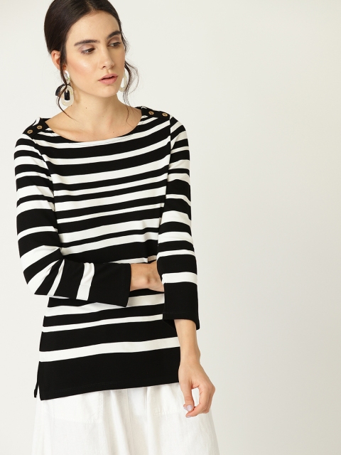 

ESPRIT Women Black & White Striped Top