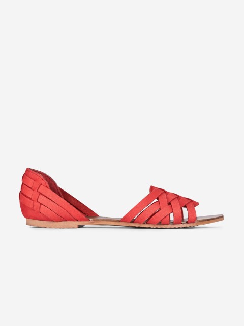 

DOROTHY PERKINS Women Red Solid Leather Open Toe Flats