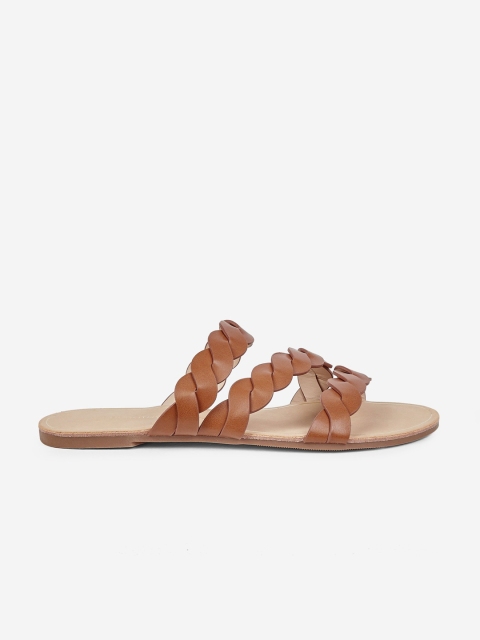 

DOROTHY PERKINS Women Brown Woven Design Open Toe Flats
