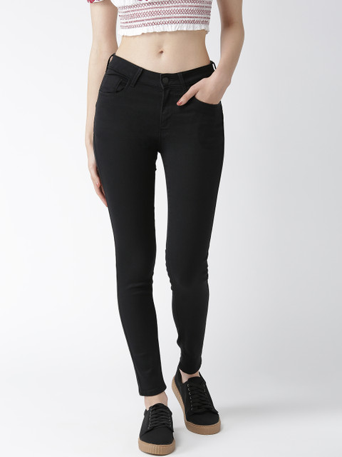 

Flying Machine Women Black Super Skinny Fit Mid-Rise Clean Look Stretchable Jeans