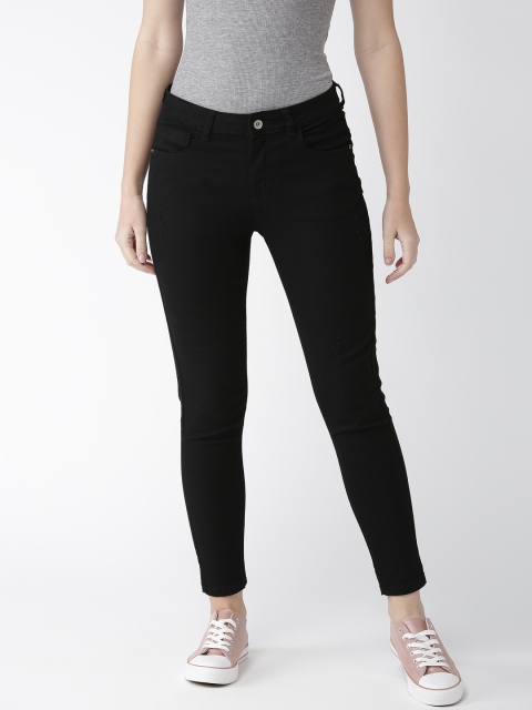 

Flying Machine Women Black Skinny Fit Mid-Rise Clean Look Stretchable Cropped Jeans
