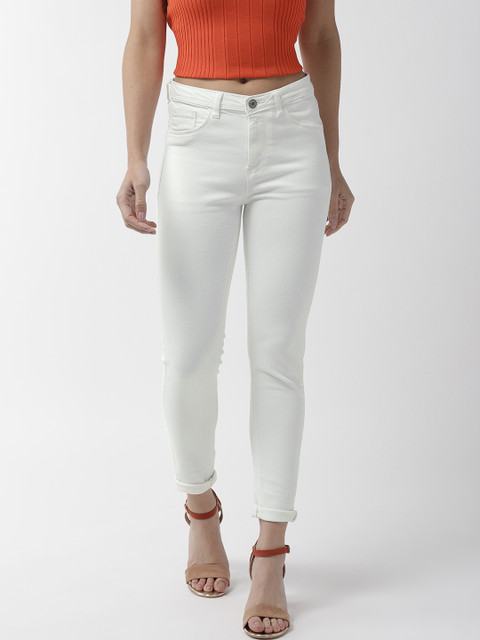 

Flying Machine Women Off-White Regular Fit Mid-Rise Clean Look Stretchable Jeans