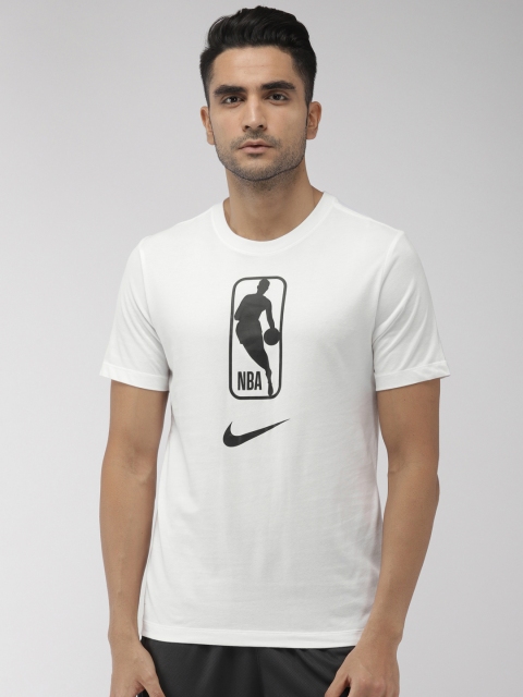 

Nike Men White Standard Fit Printed Dri-FIT NBA T-Shirt