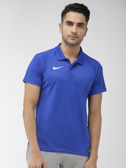 

Nike Men Blue Solid SS GAME PO Dri-FIT Polo Collar Cricket T-shirt