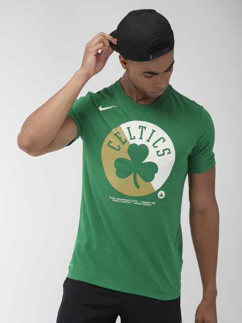 

Nike Men Green & White Printed Standard Fit NW SP LGO Boston Celtics Dri-FIT T-shirt