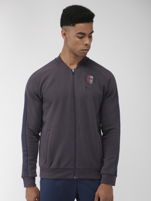 

Nike Men Grey Solid PSG GFA FLC Track Standard Fit Hooded Sweatshirt