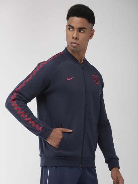 

Nike Men Navy Blue Solid FCB GFA FLC Track Standard Fit Hooded Sweatshirt