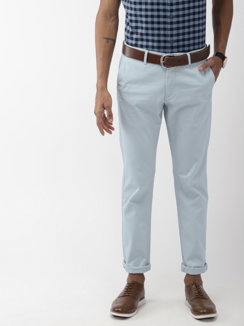 

Indian Terrain Men Blue Brooklyn Slim Fit Self Design Regular Trousers