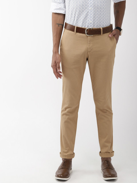 

Indian Terrain Men Khaki Urban Slim Tapered Fit Self Design Regular Trousers