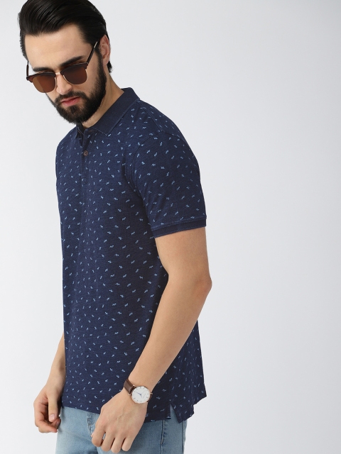 

Indian Terrain Men Blue Printed Polo Collar T-shirt