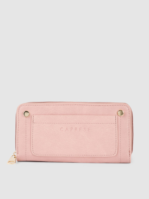 

Caprese Women Pink Solid Zip Around Wallet
