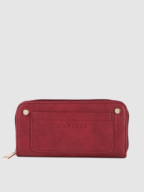 

Caprese Women Red Solid Zip Around Wallet