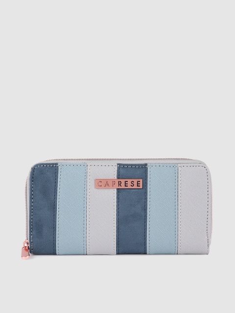 

Caprese Women Blue & Navy Blue Colourblocked Zip Around Wallet