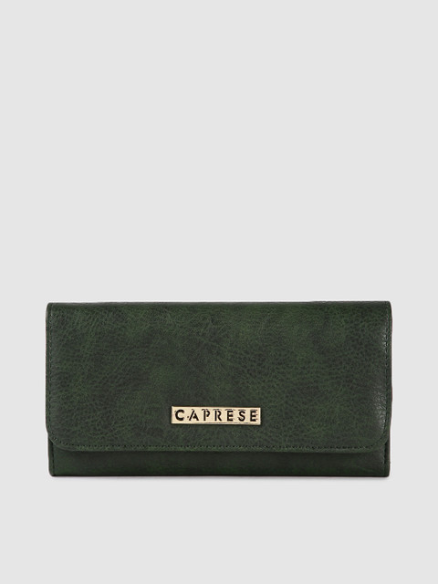 

Caprese Women Green Solid Three Fold Wallet