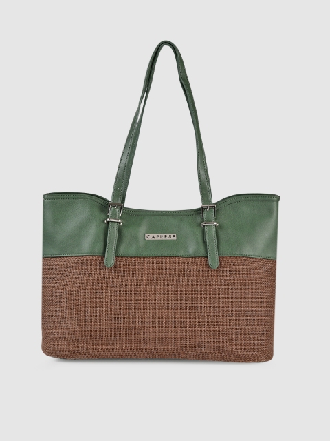 

Caprese Green & Brown TONKA Colourblocked Shoulder Jute Bag