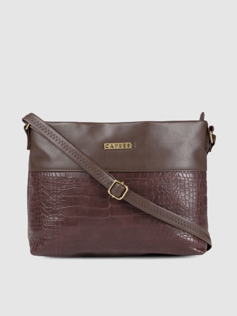 

Caprese Brown & Maroon Textured Sling Bag