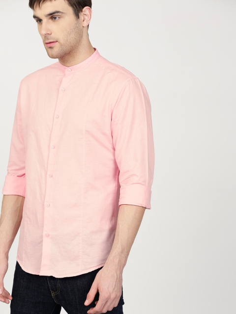 

Ether Men Pink Regular Fit Anti Microbial Cotton Linen Casual Shirt
