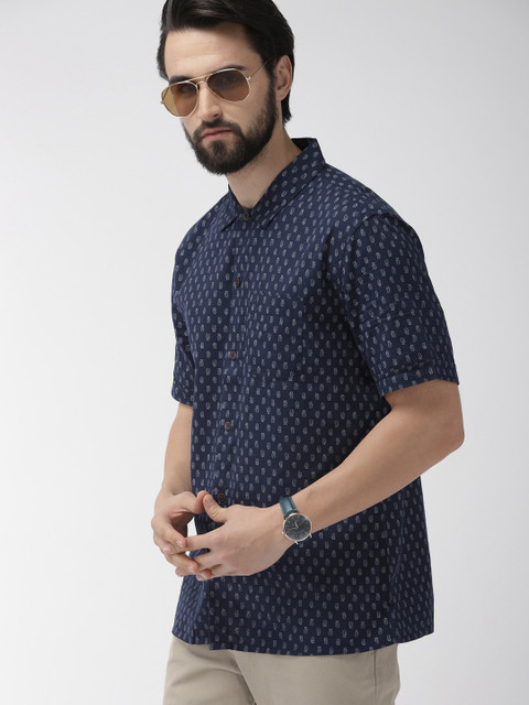 

Indian Terrain Men Navy Blue Chiseled Slim Fit Printed Casual Shirt