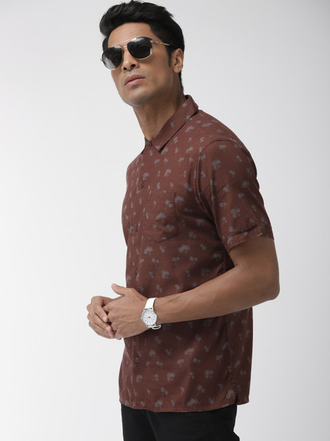

Indian Terrain Men Brown Chiseled Slim Fit Printed Casual Shirt