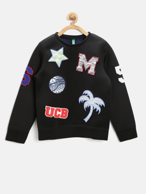 

United Colors of Benetton Boys Black Applique Sweatshirt