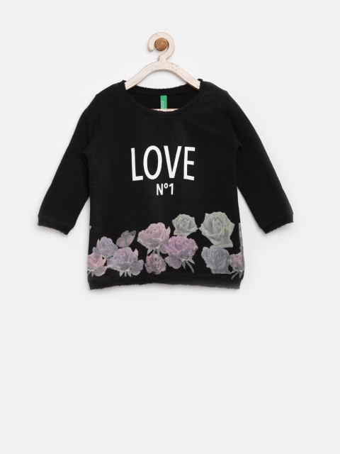 

United Colors of Benetton Girls Black Printed Sweatshirt