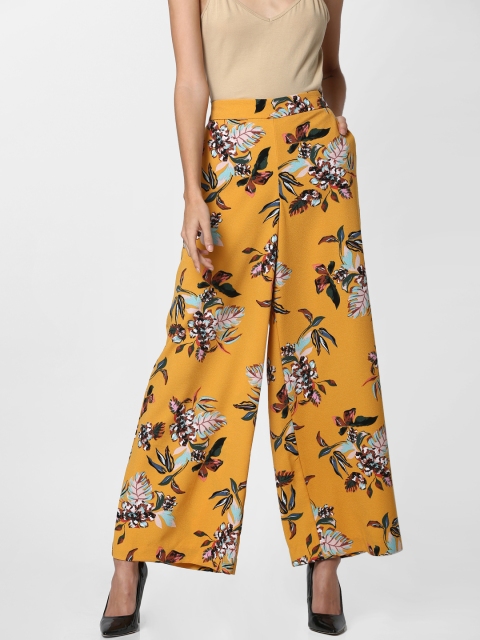 

ONLY Women Yellow & Pink Regular Fit Printed Parallel Trousers