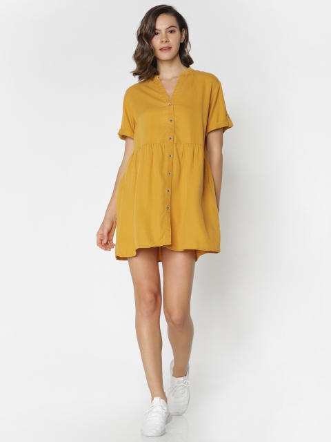 

ONLY Women Mustard Yellow Shirt Dress