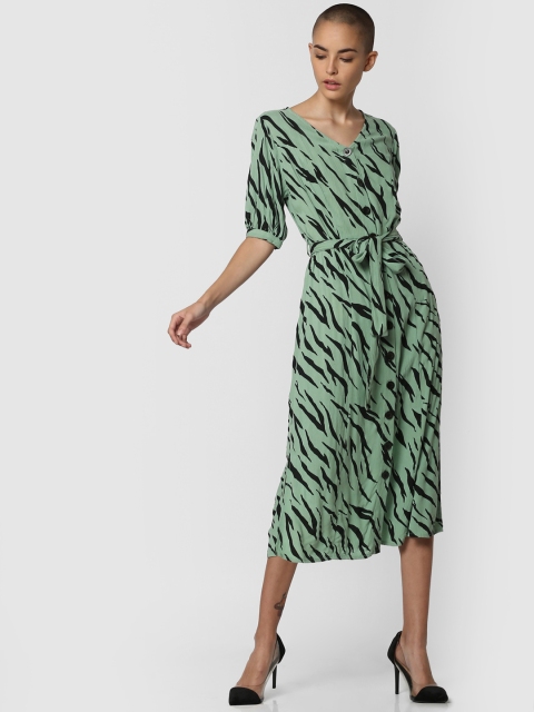 

ONLY Women Green & Black Printed A-Line Dress