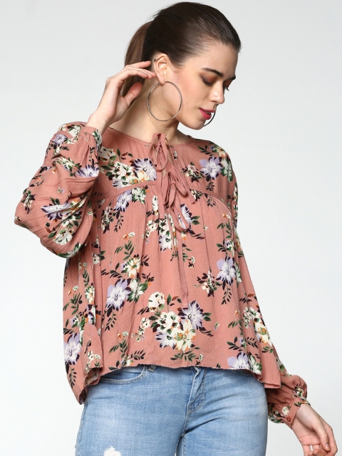 

ONLY Women Pink Floral Print A-line Top