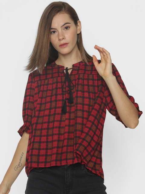 

ONLY Women Red & Black Checked Top