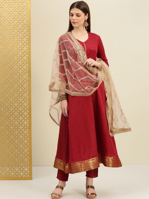 

House of Pataudi Beige Embroidered Dupatta