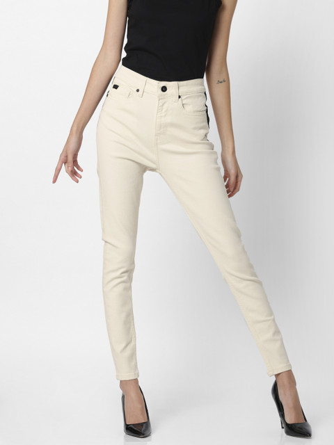 

ONLY Women Off-White Regular Fit High-Rise Clean Look Stretchable Jeans