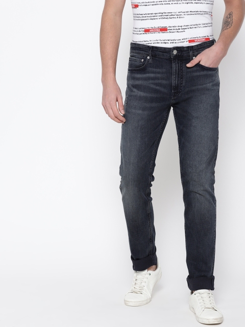 

Calvin Klein Jeans Men Navy Blue Slim Fit Mid-Rise Low Distress Stretchable Jeans