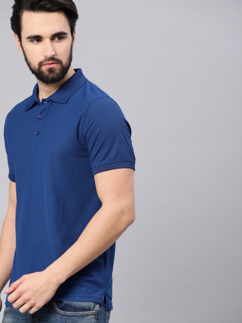 

American Crew Men Navy Blue Solid Polo Collar T-shirt