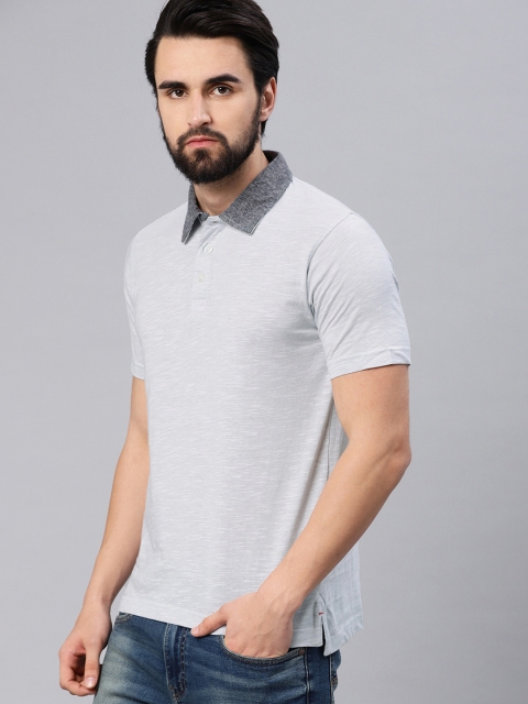 

American Crew Men Grey Solid Polo Collar T-shirt