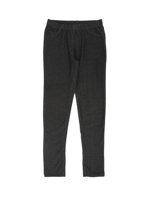 

Pantaloons Junior Girls Black Solid Ankle-Length Leggings