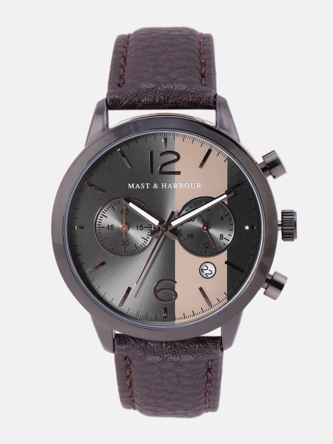 

Mast & Harbour Men Gunmetal-Toned & Beige Analogue Watch MFB-PN-PF-DK2618, Metallic