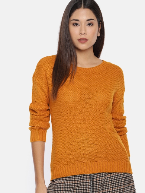 

Vero Moda Women Mustard Yellow Self Design Pullover Sweater