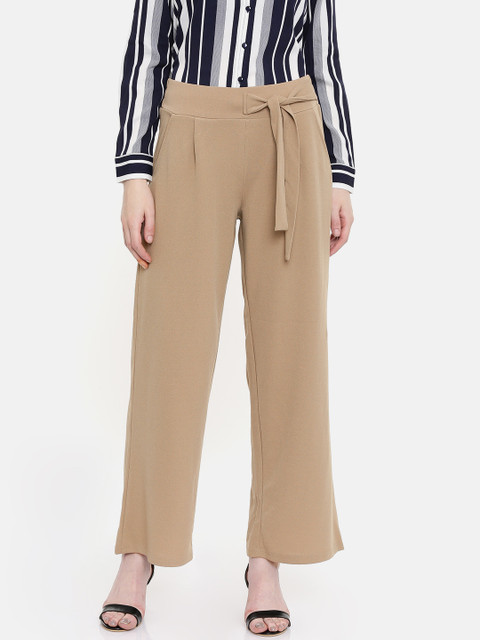 

Vero Moda Women Beige Regular Fit Solid Parallel Trousers