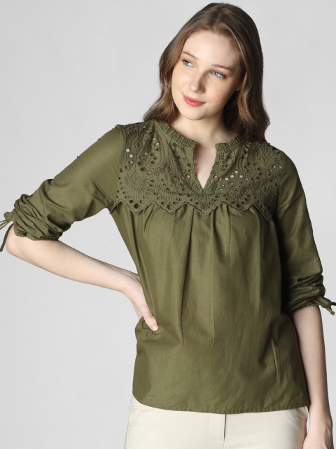 

Vero Moda Women Olive Green Solid Top