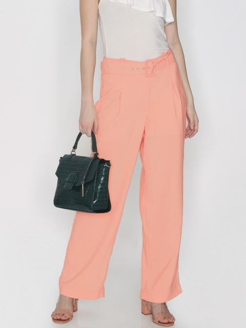 

Vero Moda Women Peach-Coloured Regular Fit Solid Parallel Trousers