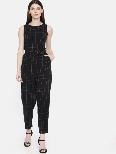 

Vero Moda Women Black & White Checked Basic Jumpsuit